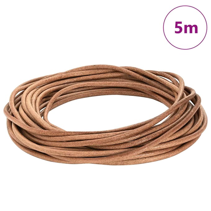 vidaXL Leren Koord 1 Bruin Ø4 mm x 5 m Leer
