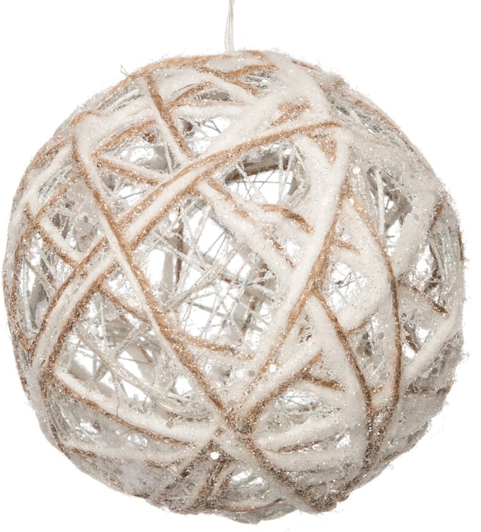 Anna Collection Verlichte draad bal/kerstbal - jute - 15 cm - met 10 lampjes - warm wit