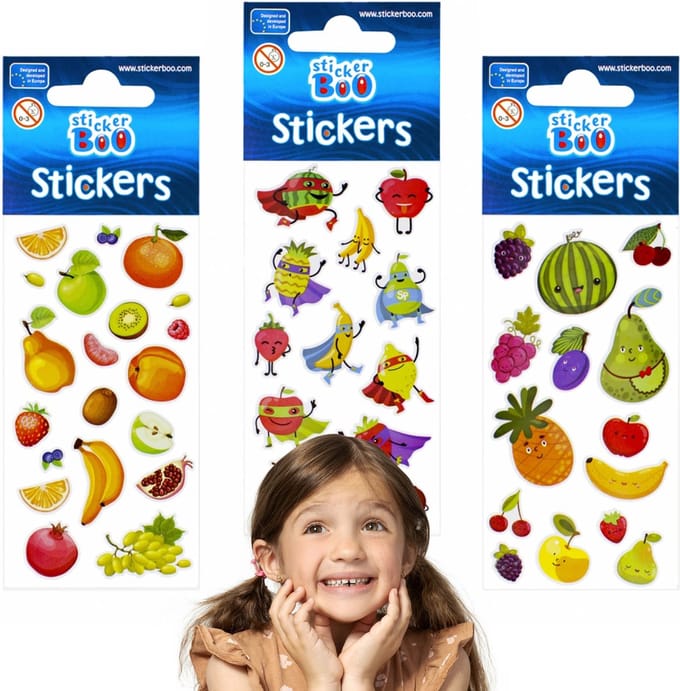 Kleurrijke Stickerset voor Kinderen, Vrolijke Vruchten