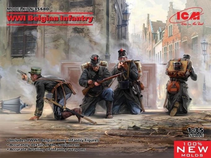ICM Modelbouwpakket Militaire voertuigen - 35680 WWI Belgian Infantry Plastic - 1:35 - Modelbouw