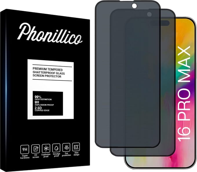 Screenprotector privacy voor iPhone 16 Pro Max - 2 stuks Beschermglas Privacy Glas van glazen schermbeschermfolie