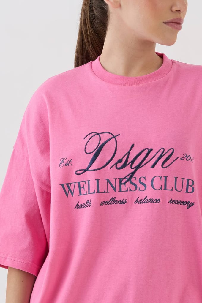 Dames Dsgn Studio Wellness Club Oversized T-shirt | Pink | Maat: Medium
