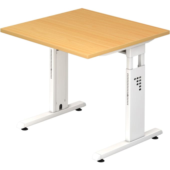 MEGA 8 W | Bureau - 80 x 80 Tafelhoogte I In hoogte verstelbaar Beuken/Wit