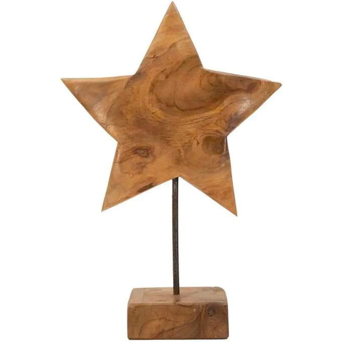 Decoratie Star Sculpture Teak 28×1242 cm