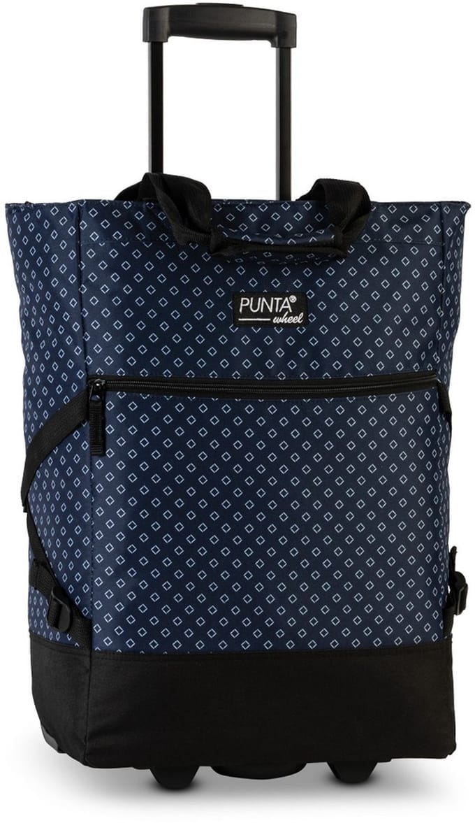 Punta Wheel Trolley Shopper Blauw/Zwart met Patroon