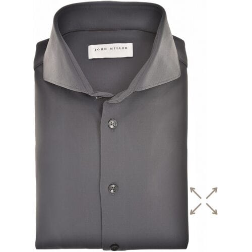 John Miller Overhemd Plain Hyperstretch Comfort Shirt Donker Grijs / male