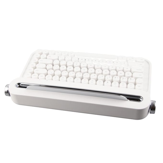 Clavier Bluetooth vintage 86 touches, clavier sans fil portable avec support intégré pour Windows pour blanc