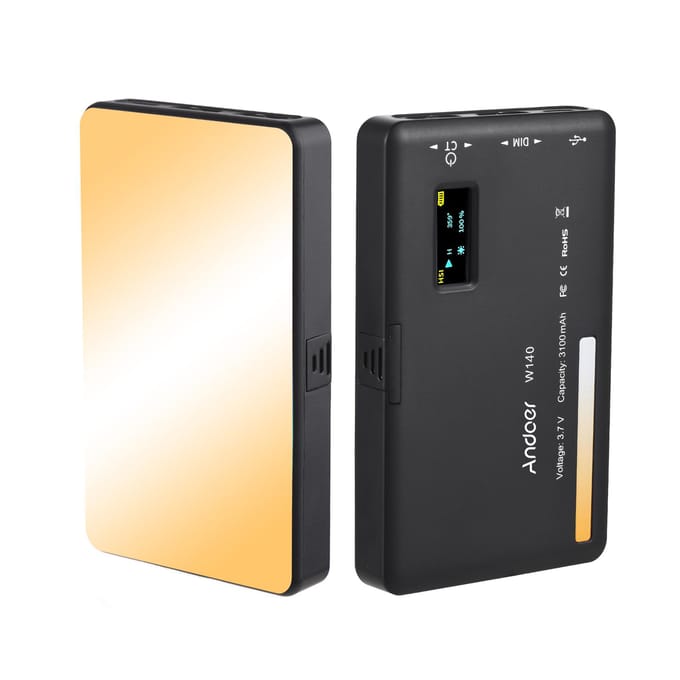 Andoer W140 poche clipsable LED lumière vidéo téléphone portable remplissage lumière tablette ordinateur vidéoconférence Without Screen Clip beige
