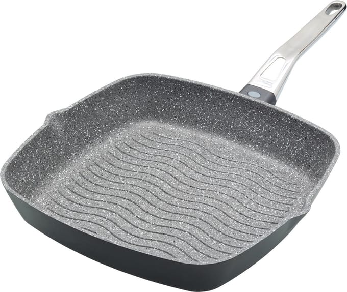 Kitchen Craft MasterClass Grillpan 28 Centimeter - Geschikt voor Inductie Antiaanbaklaag Inklapbare Handgreep