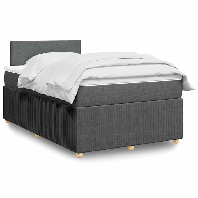 vidaXL - Boxspring - met - matras - stof - donkergrijs - 120x190 - cm