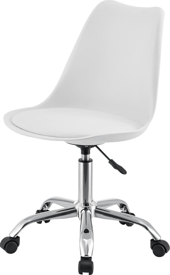 Bureaustoel Atherton op wielen 83-93x48x55 cm wit