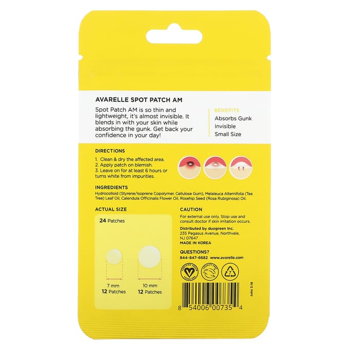 Avarelle, Patchs Spot AM, 24 patchs transparents white