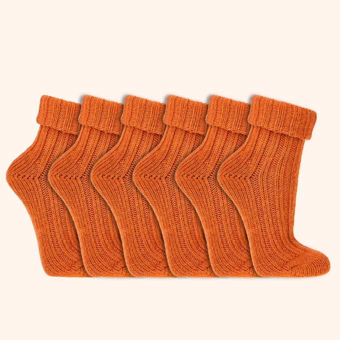 Wollen sokken | Alpacawol | Krimpvrij | Kleur: Oranje | 6 paar