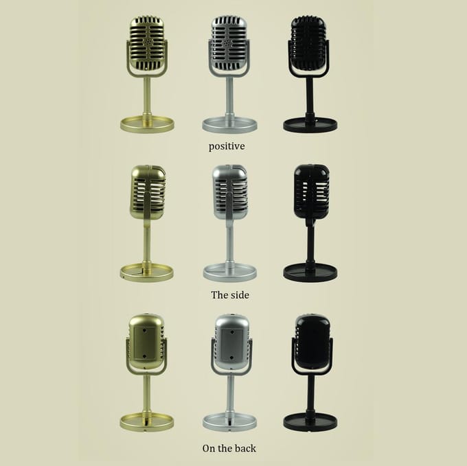 Simulatie rekwisieten Vintage microfoon Klassieke vocale stijl Microfoon Geënsceneerde fotografieaccessoire zilver