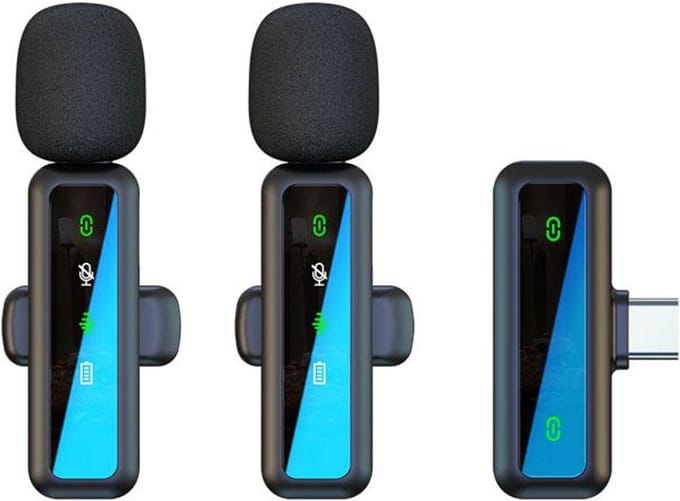 Draadloze USB-C Dasspeldmicrofoon - 2X Lavalier Microfoon met Noise Cancelling - Geschikt voor o.a. Android, Tablet en USB-C Apparaten - zwart