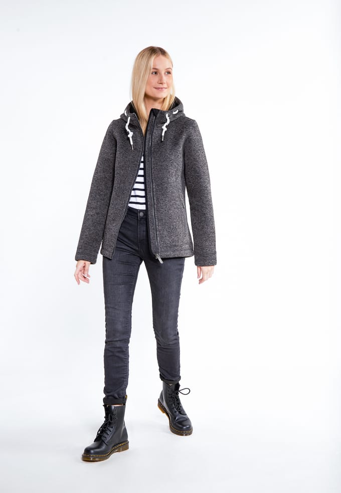 ICEBOUND Gebreide fleece jas Dames grijs melange