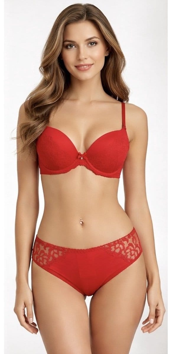 MILENKA - kanten push-up BH - rood - maat 85C