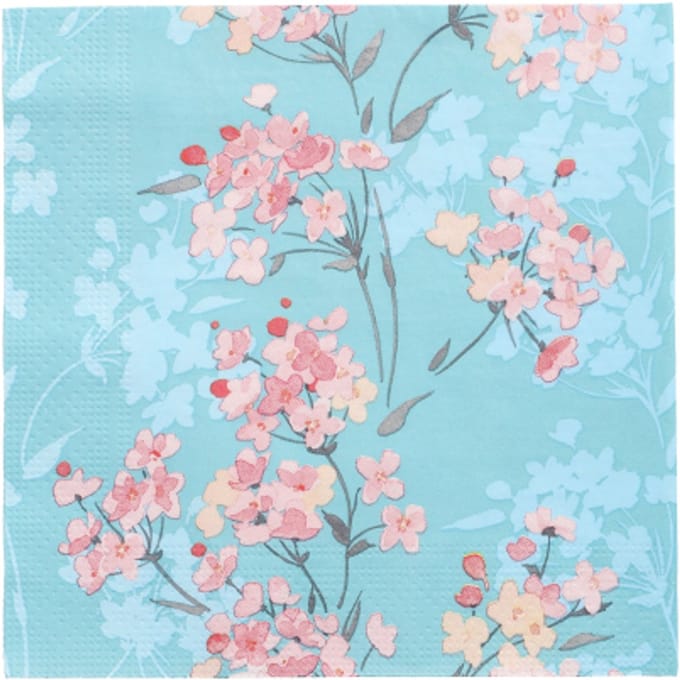 10x 20 Servetten 3-laags 1/4 vouw 33 cm x 33 cm Flower Tendril