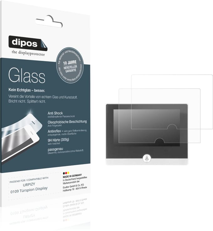 dipos – 2x Matte Pantserfolie geschikt voor URPIZY 0109 Türspion Display | 9H Screenprotector