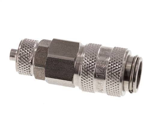 RVS DN 5 Luchtkoppeling Snelkoppeling 4x6 mm Push-On Double Shut-Off - CLS5-N-S-SV-4
