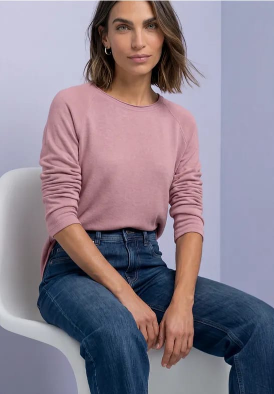 Longsleeve met ronde hals en rolrand