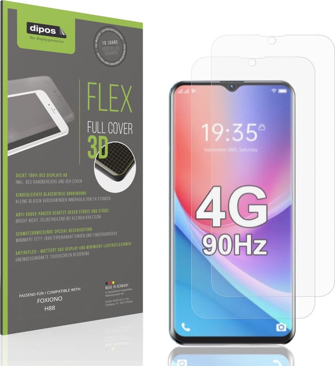 dipos FLEX – 2x Matte Screenprotector geschikt voor FOXIONO H88 | Volledige Schermbescherming | Case-Friendly