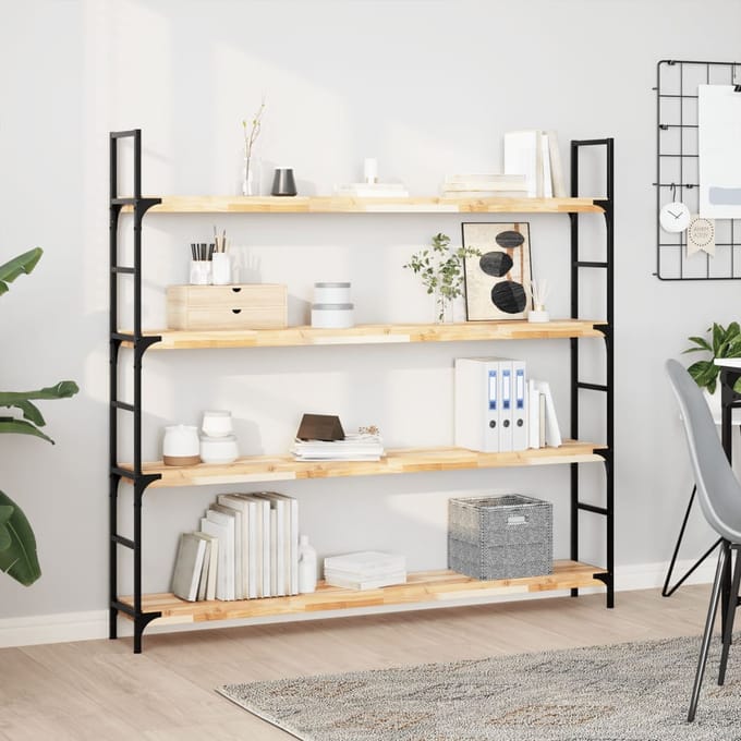 vidaXL - Wandschappen - 4 - st - zwevend - 140x20x4 - cm - onbehandeld - acaciahout