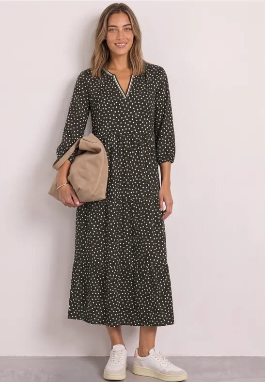 Midi-jurk met V-hals en print