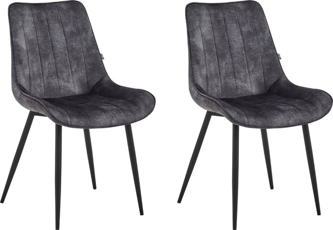 Colenis® - Verta Eetkamerstoel - Set Van 2 - Antraciet - Adoré Velvet - Industrieel