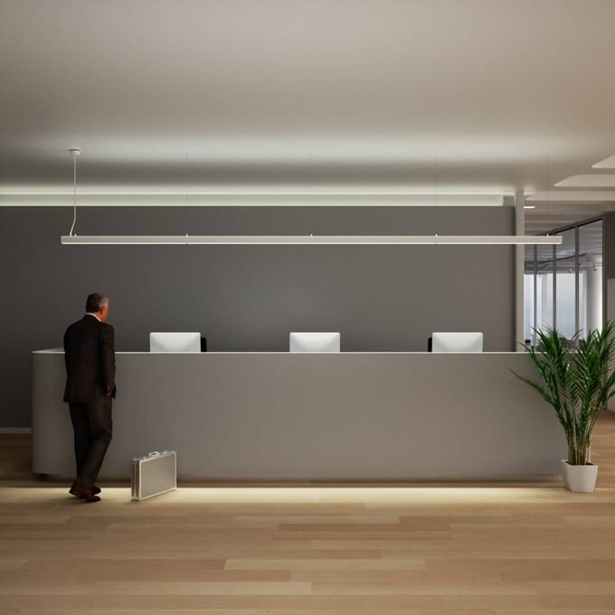 Arcchio LED kantoor hanglamp Jolinda slank, metaal, omhoog/omlaag