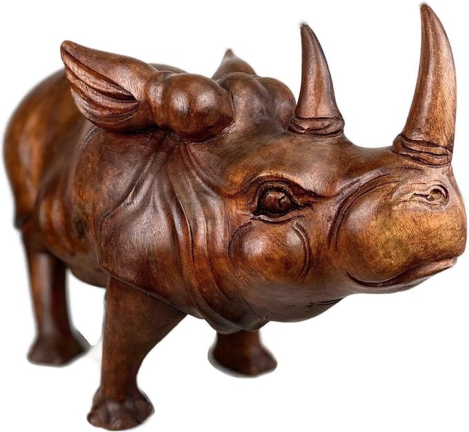 Handgemaakte Neushoorn / Handgemaakte houten beeld / Indonesisch beeld