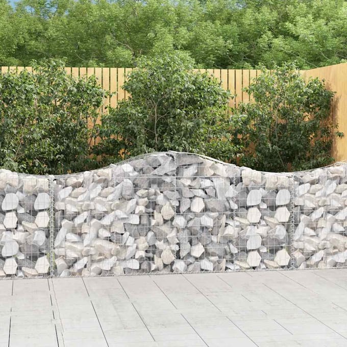 vidaXL - Schanskorven - 8 - st - gewelfd - 200x30x80/100 - cm - gegalvaniseerd - ijzer