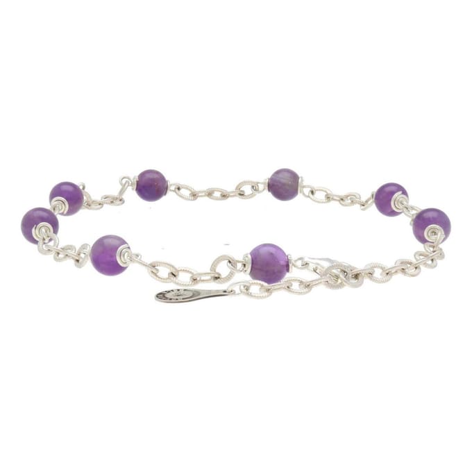 Bela Donaco - Enkelbandje Wrap Wire B6 – Amethist – Sterling Zilver