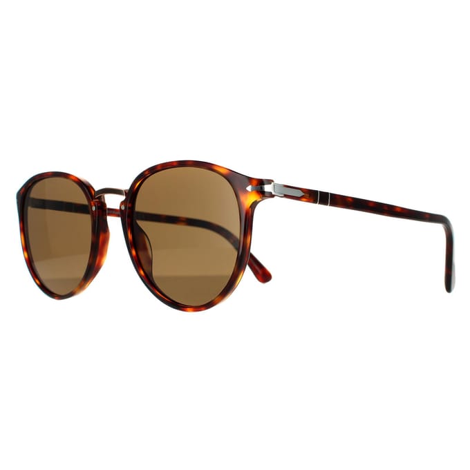 Persol Ovale Heren Havana Bruine Gepolariseerde Zonnebril