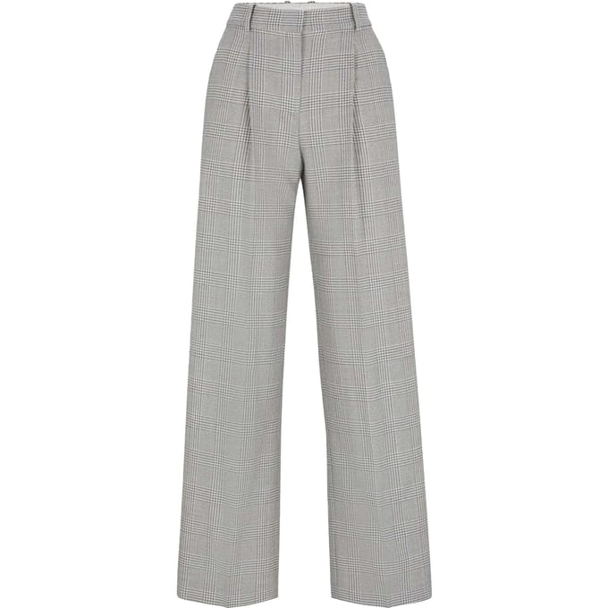 Boss Rechte broek van Virgin Wool Glencheck voor dames/dames (Kijk op)