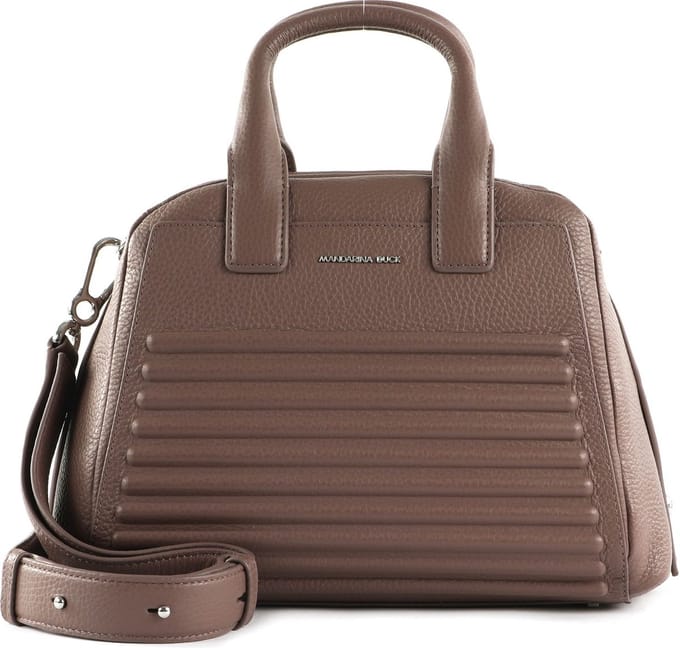 MANDARINA DUCK Leren Handtas Schoudertas I-Con Tote Balsamic Bruine
