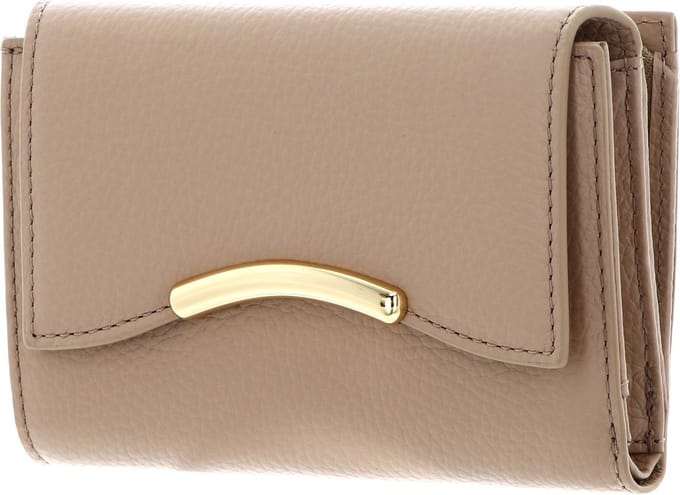 COCCINELLE Leren Portemonnee Wallet Grained Leather Toasted Beige