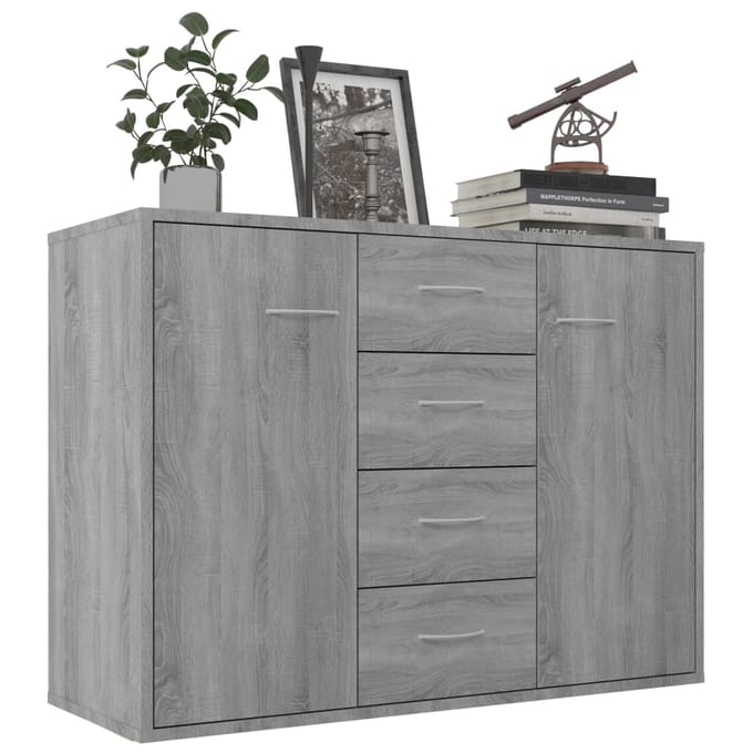 vidaXL - Dressoir - 88x30x65 - cm - bewerkt - hout - grijs - sonoma - eikenkleurig