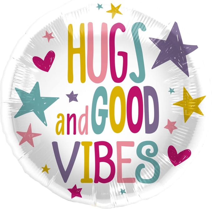 Folieballon Hugs and Good Vibes - 45 cm
