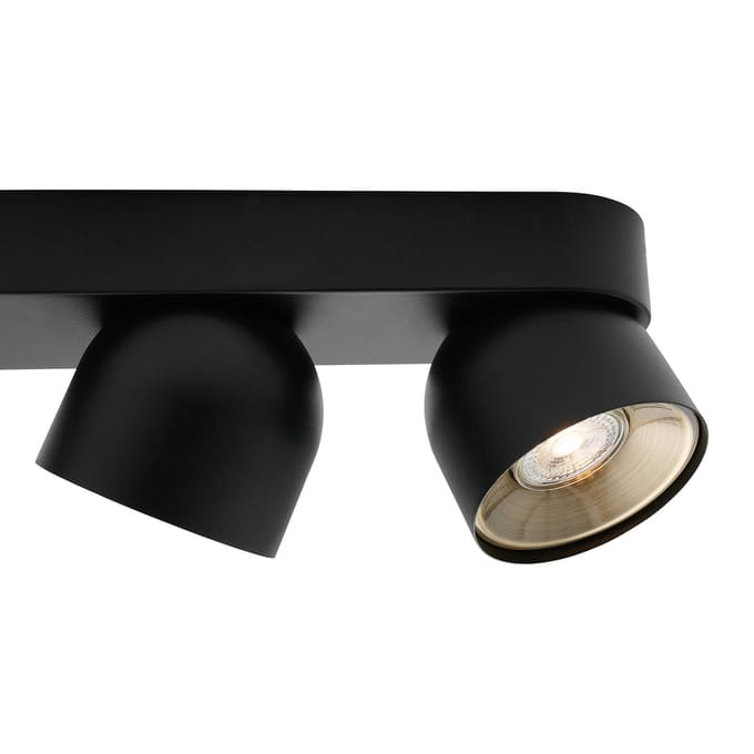 Nordlux Downlight Pitcher, zwart/messing, 4-lamps, metaal, GU10