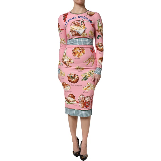 Italiaans Brood Print Midi Jurk