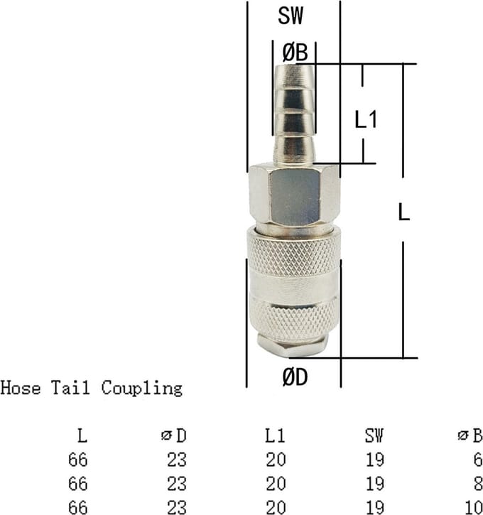 Luchtkoppeling vernikkeld 6 mm - softwash - koppeling compressor -