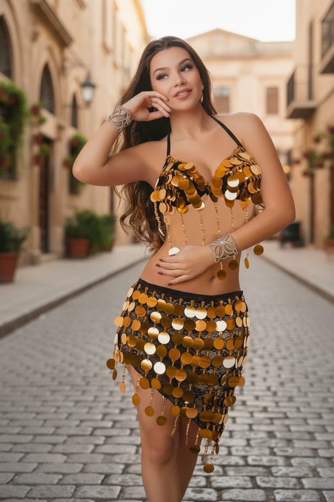 Stijlvolle 2-Delige Dansoutfit - Gold