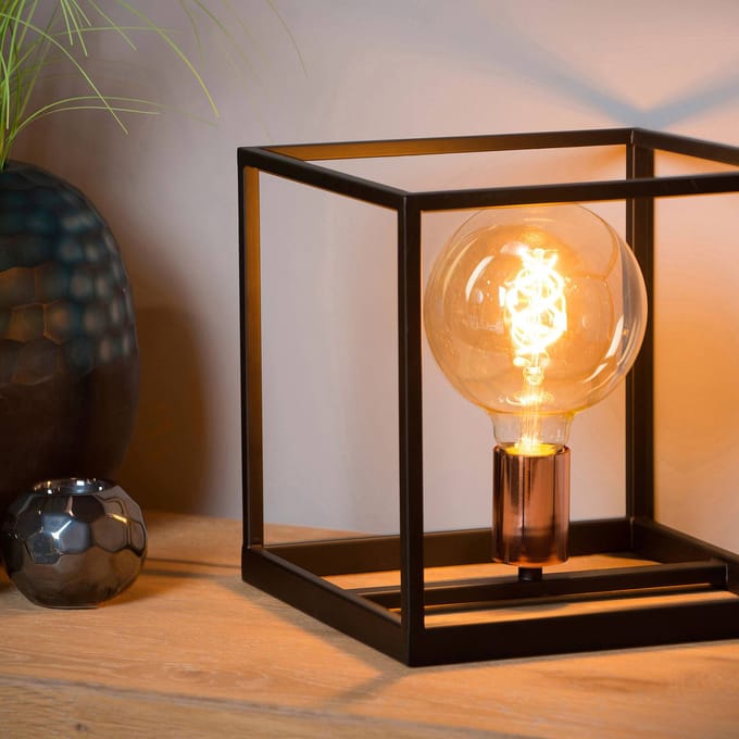 Lucide Arthur tafellamp met metalen frame, zwart