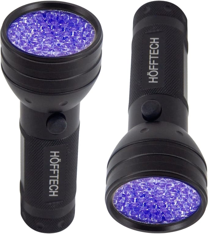 Hofftech UV Zaklamp - 2x - 51 leds - aluminium - blacklight / vals geld / urine
