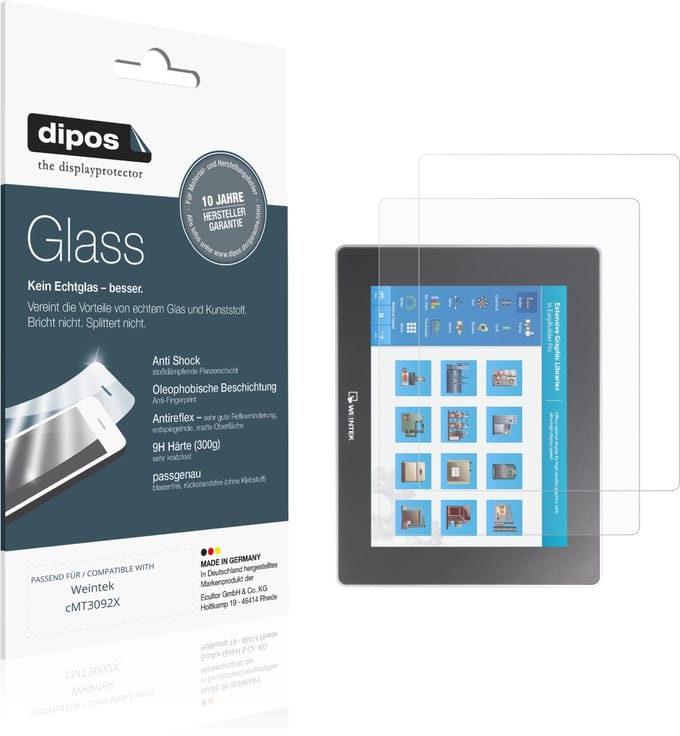 dipos – 2x Matte Pantserfolie geschikt voor Weintek cMT3092X | 9H Screenprotector