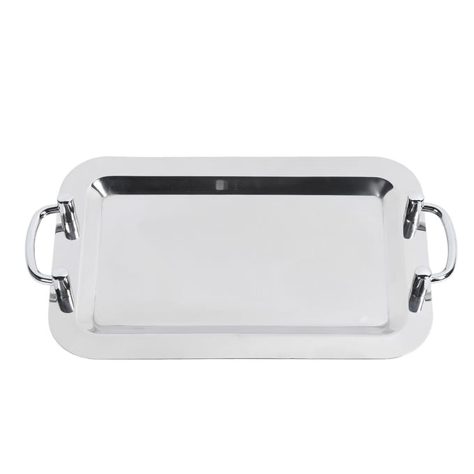 Roestvrijstalen Buffetbord Heldere Spiegelafwerking Serveerschaal met Handvat voor Hotel Restaurant Rectangular (Length 16.9in) white