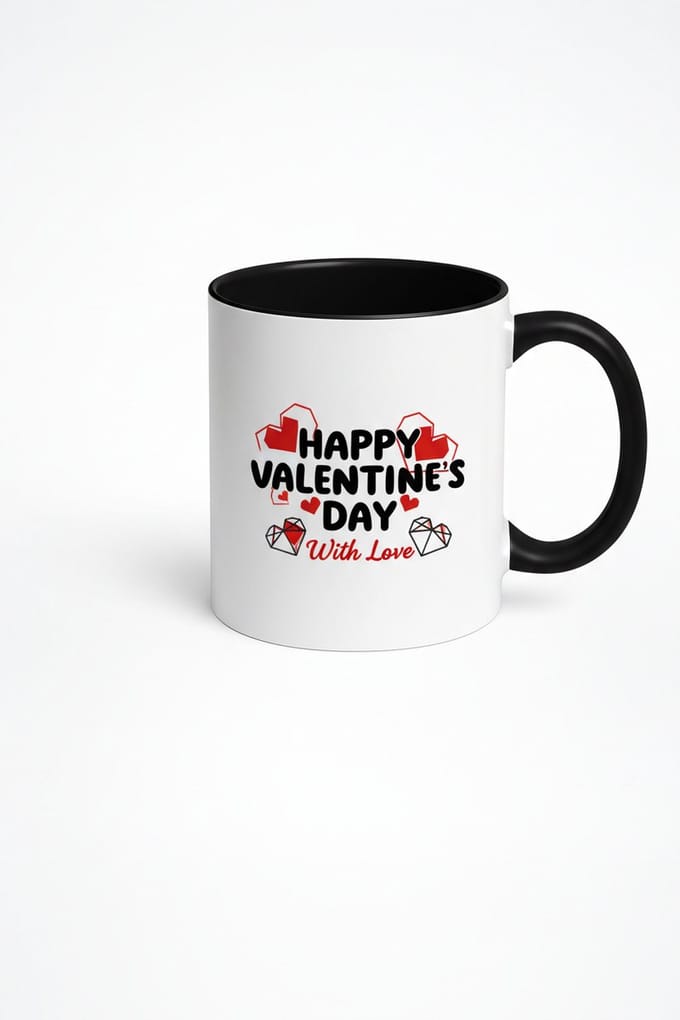 Valentijnsdag Mok Happy Valentine's Day - Liefde Cadeau met Hartjes Design