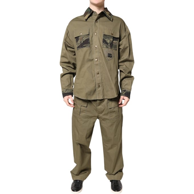 Camouflage Patchwork Shirt en Broek Set