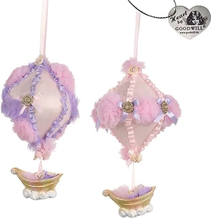 Goodwill - Sky Tulle Hot Air Balloon (set van 2 stuks) - 19 cm - roze/paars/goud